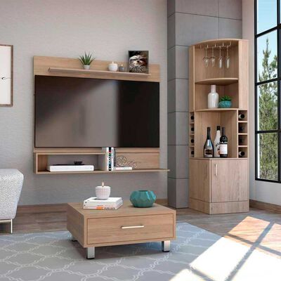 Imagen 1 del producto Combo Bar Esquinero + Panel TV55 + Mesa de Centro TuHome Beijing Rovere Blanco