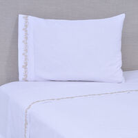 Juego de Sábanas Mashini 180 Hilos 1,5 Plazas Bordado Beige