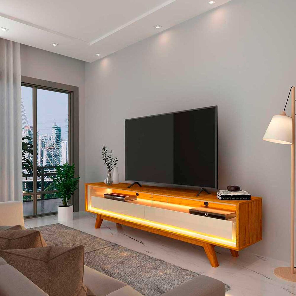 Rack TV Decocasa Requinte  Hasta 55" Natural Off White