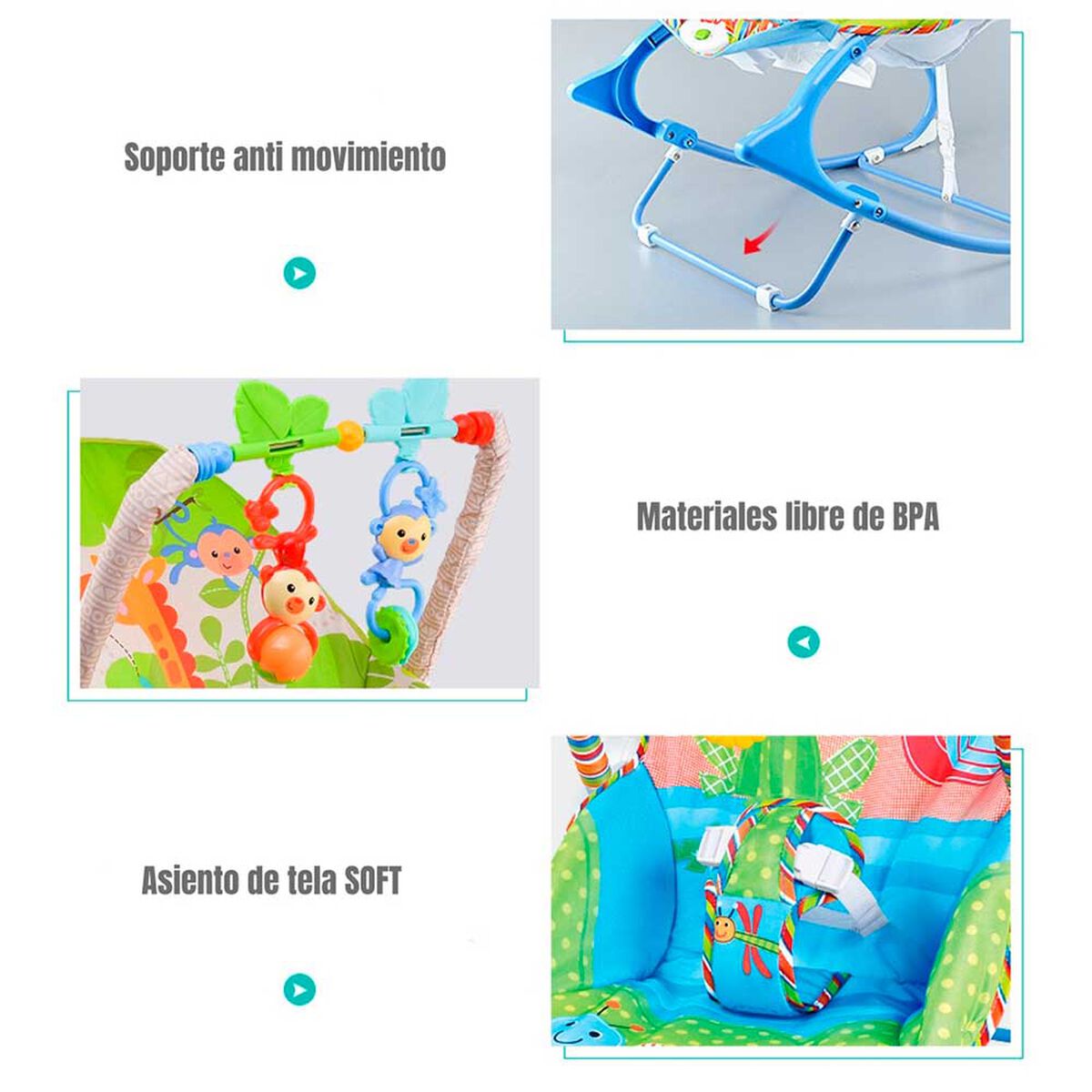 Silla Nido Mecedora con Vibración y  Melodía Rosada LuBabycas
