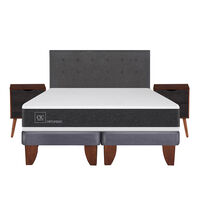 Cama Europea CIC 2 Plazas  Ortopedic + Respaldo + 2 Veladores Eufrates