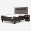 Cama Europea Rosen 2 Plazas New Style 4 Plus + Respaldo Ferrera Gris + 2 Veladores