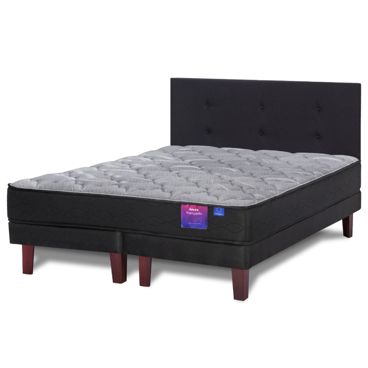 Cama Europea Flex Base Dividida King Therapedic Plus  + Respaldo Royal