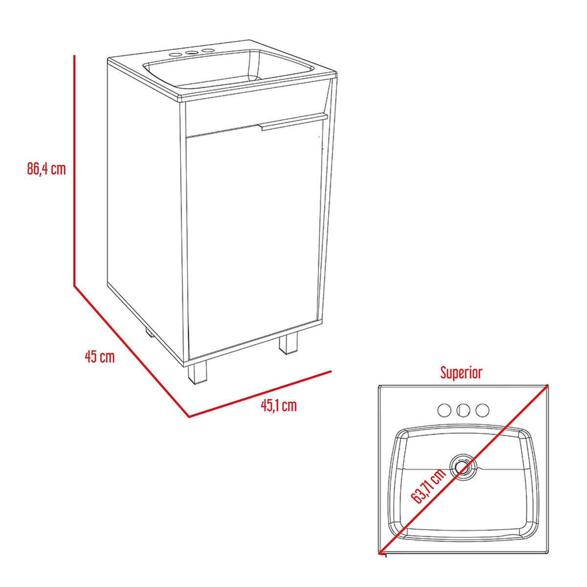 Mueble de Lavamanos Piso + Espejo TuHome Carter