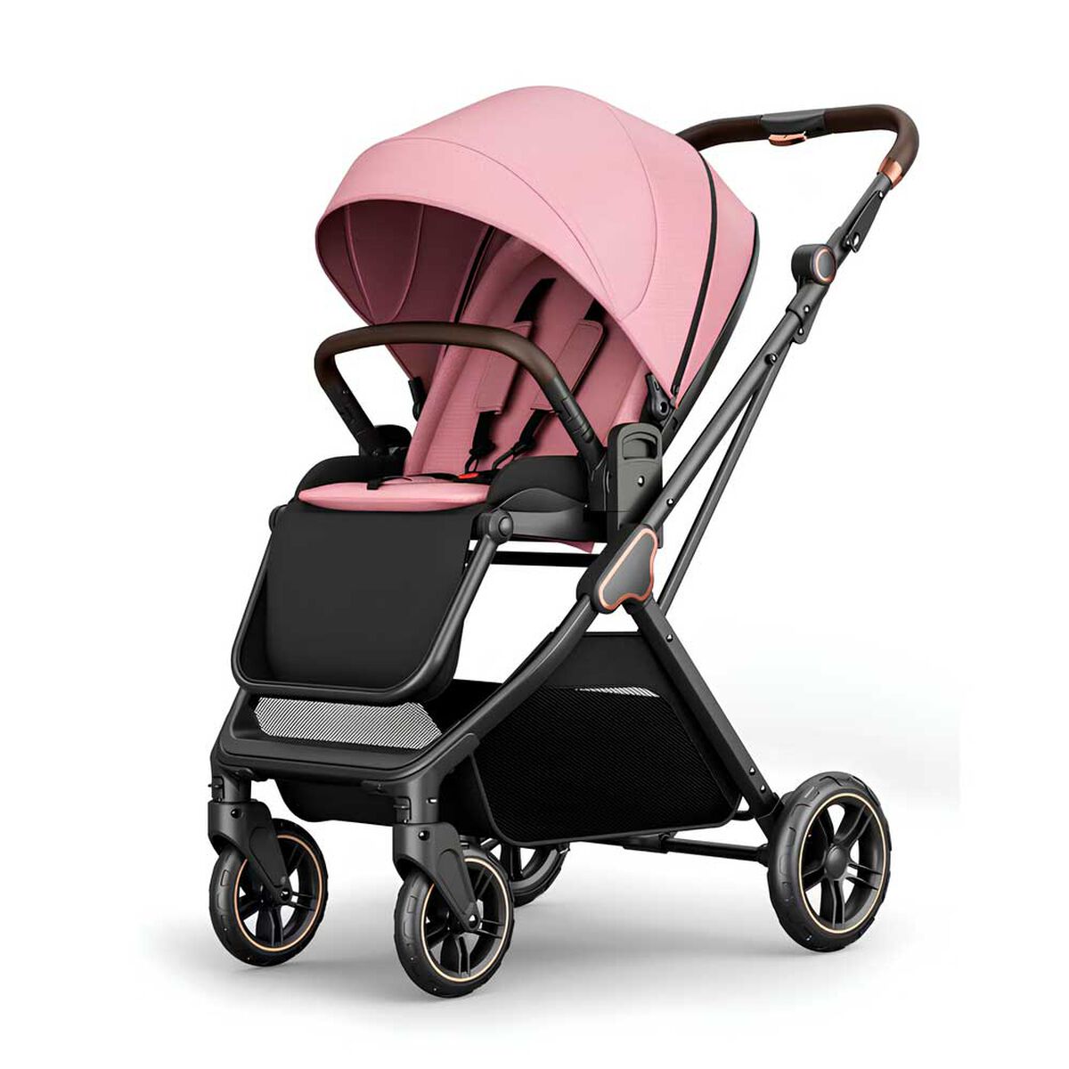 Coche de Paseo Modo Apego y Panorámico Lubabycas Rosado