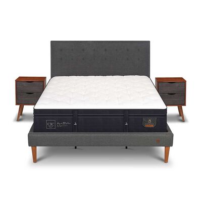 Cama Europea CIC King S&uacute;per Premium + Respaldo + Veladores