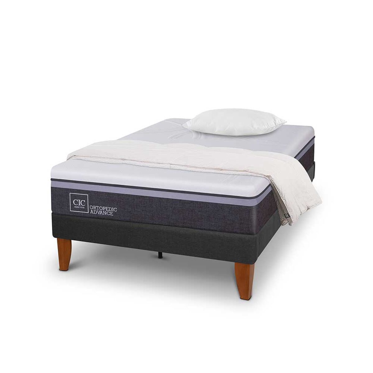 Cama Europea CIC 1,5 Plazas Ortopedic Advance + Almohada + Plum&oacute;n