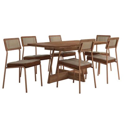 Juego de Comedor Roca Itaparica 6 Sillas Canela Avellana