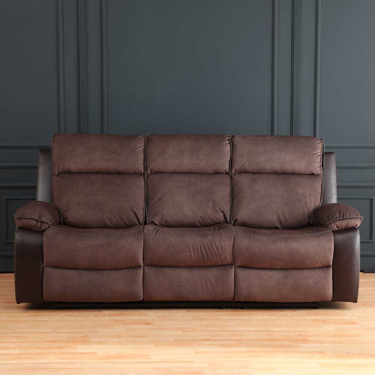 Sofá Reclinable Zoy Home Brunei 3 Cuerpos Café