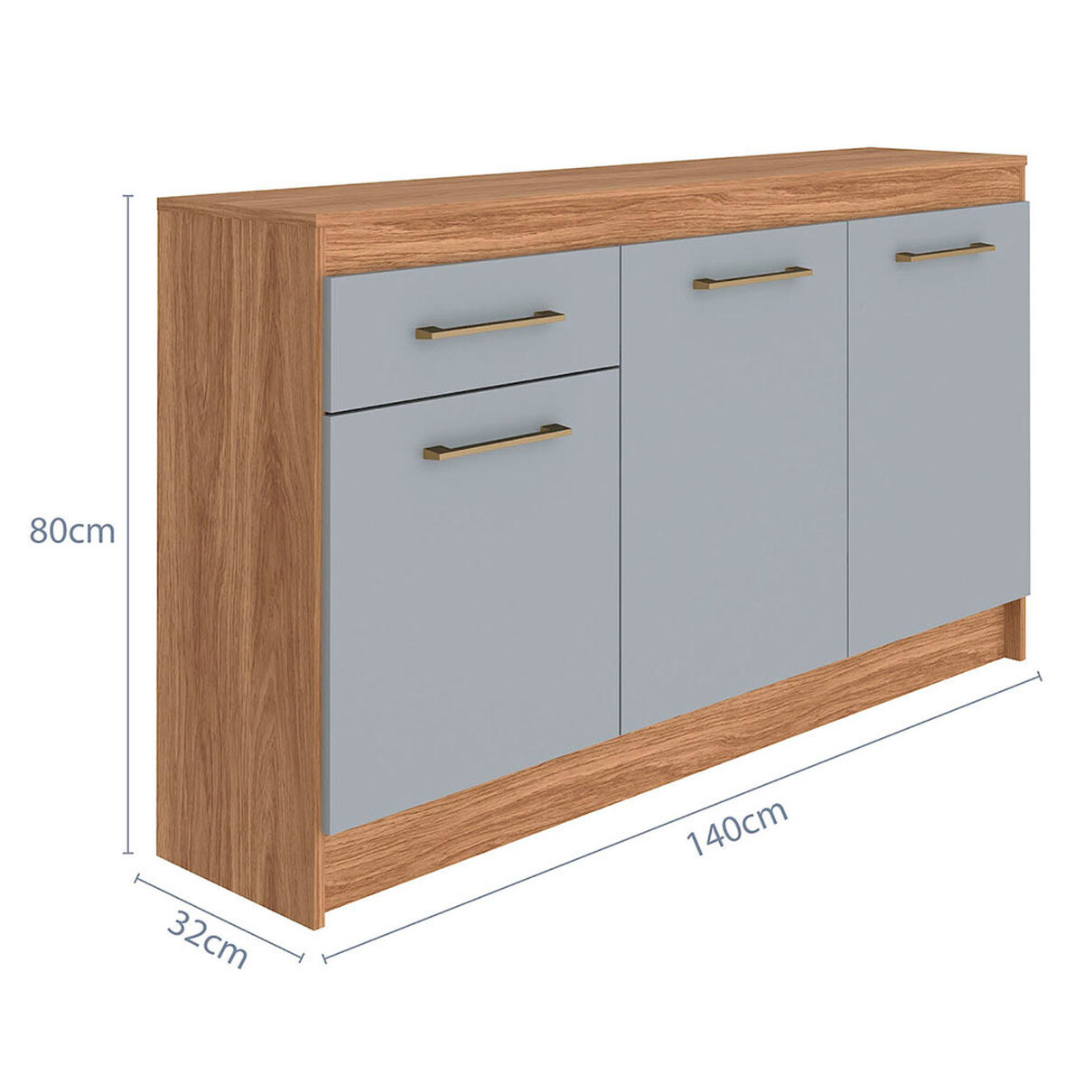 Mueble Base Cocina Vekkahome Alba 3 Puertas Caf&eacute;