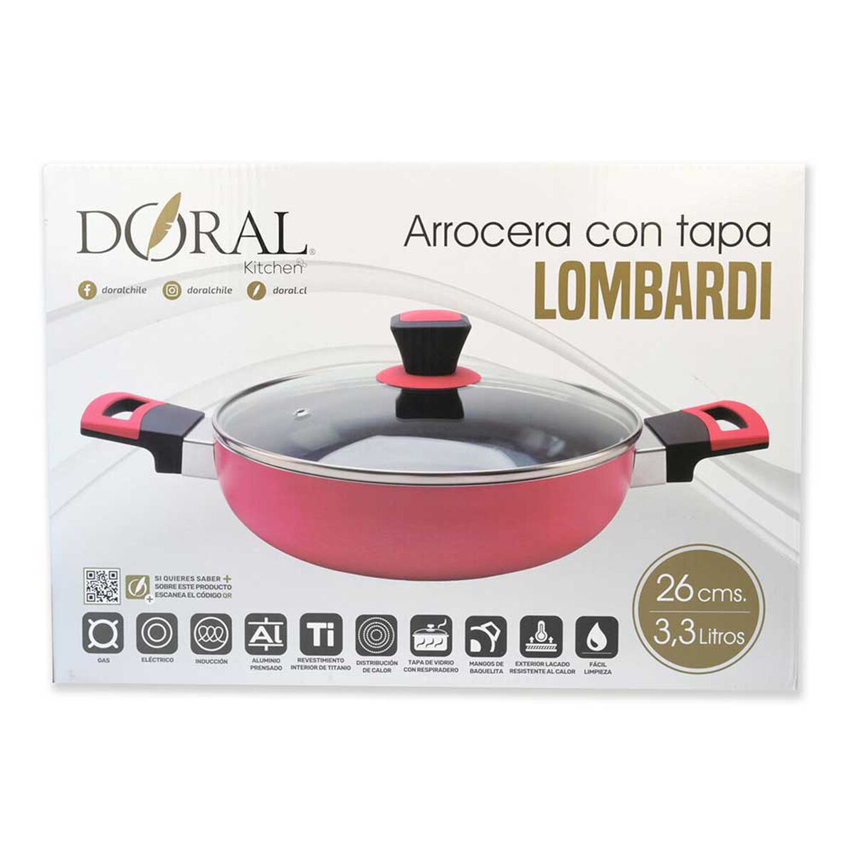 Arrocera Doral Lombardi C/Tapa 26 cm Roja