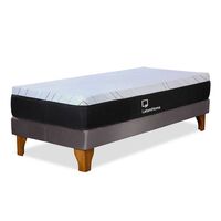 Cama Europea Latam Home 1 Plaza Zen Top Foam Hybrid Velvet Gris