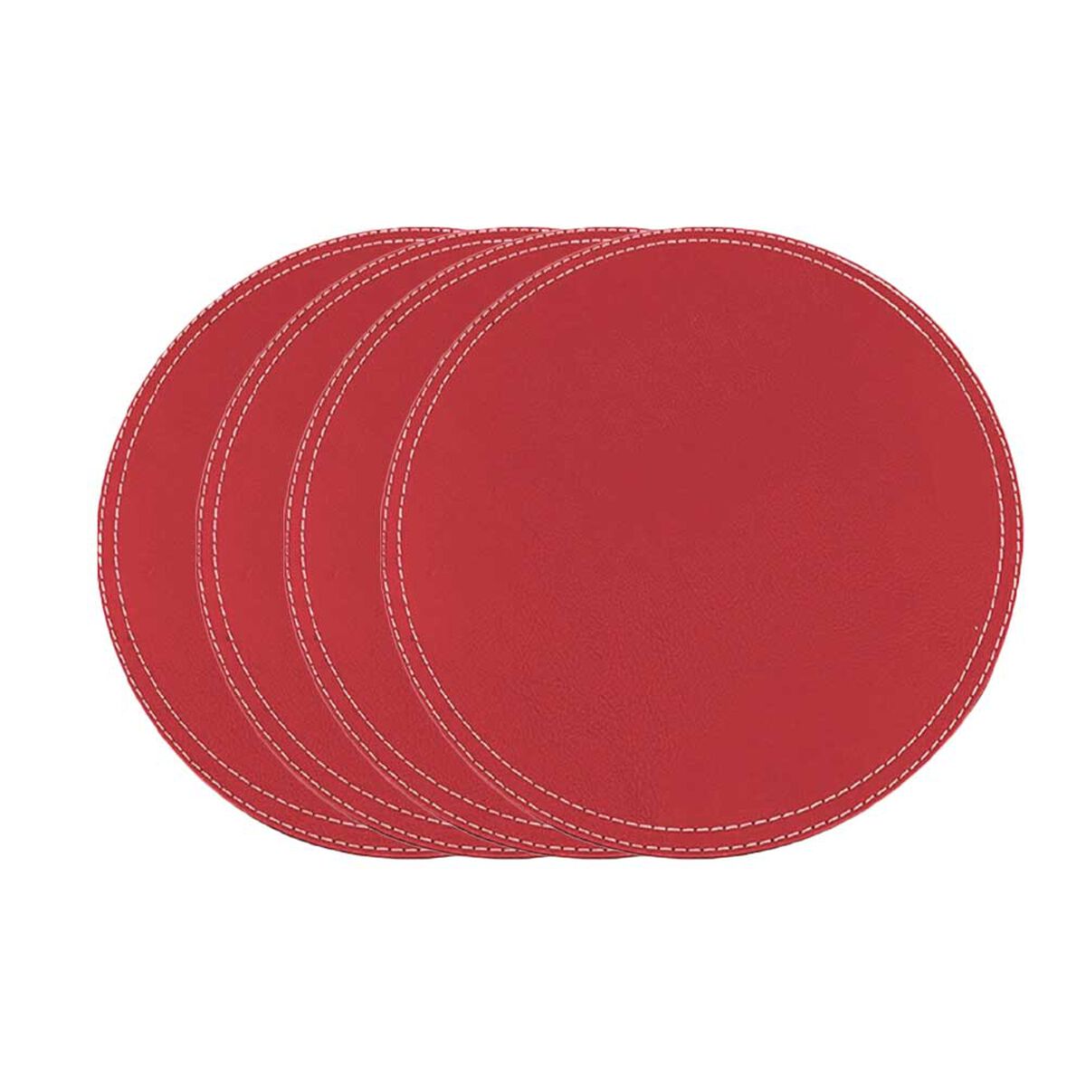 Set 4 Individuales Doral Eco Cuero Redondo 38 cm Rojo