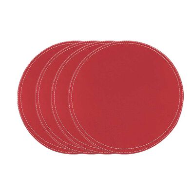Imagen 2 del producto Set 4 Individuales Doral Eco Cuero Redondo 38 cm Rojo
