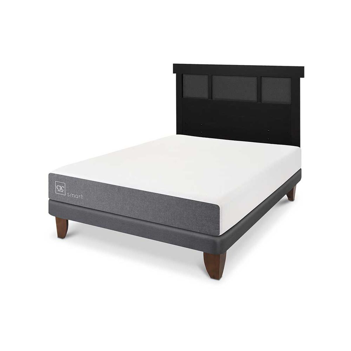 Cama Europea CIC 2 Plazas Smart + Respaldo Dublin Negro