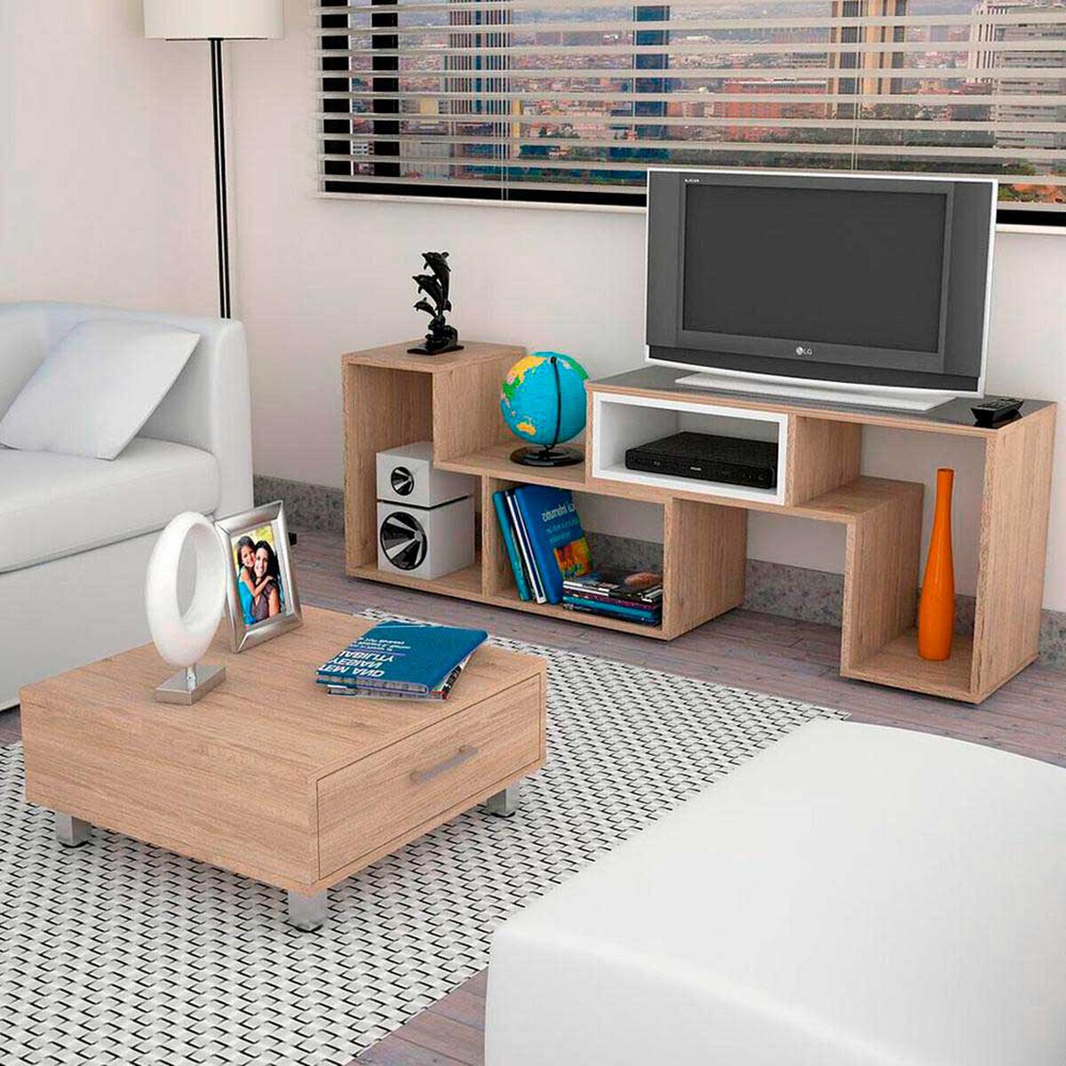 Rack TV Extensible + Mesa de Centro Beijing TuHome