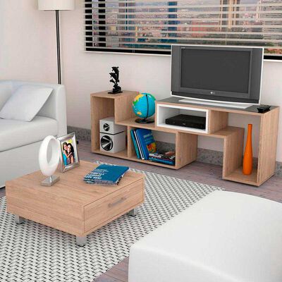 TUHOME Rack TV Extensible + Mesa de Centro Beijing TuHome