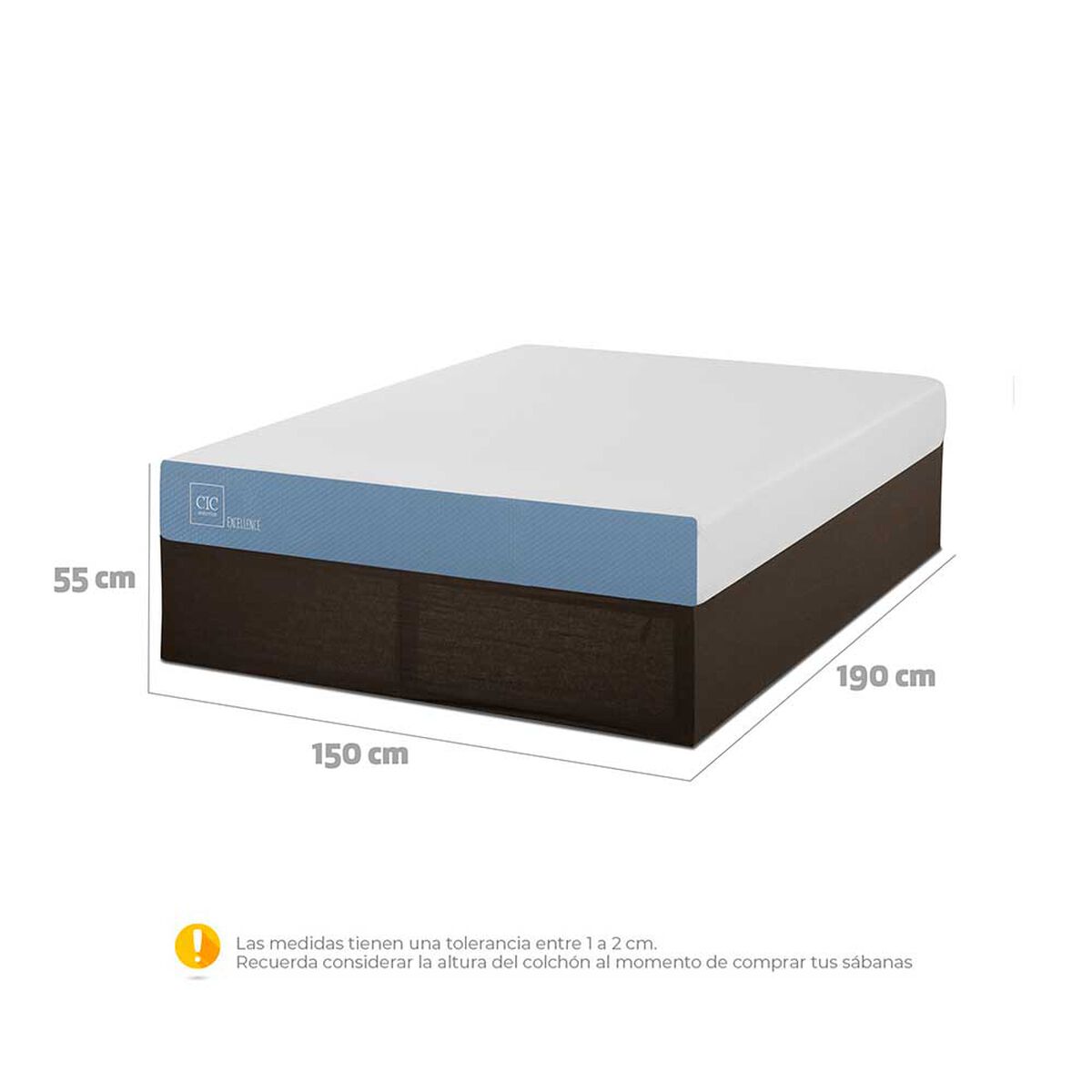 Cama Europea CIC Iron Smart 2 Plazas Excellence + Fald&oacute;n