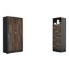 Combo Archivador 4 Cajones + Biblioteca 2 Puertas TuHome Home Office Negro Soft-Coñac