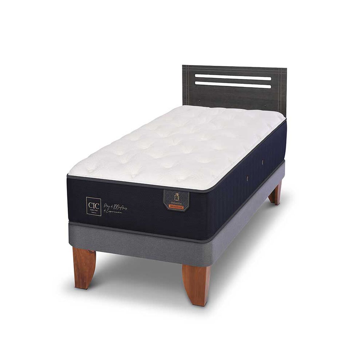 Cama Europea CIC 1,5 Plazas Premium + Respaldo Munich