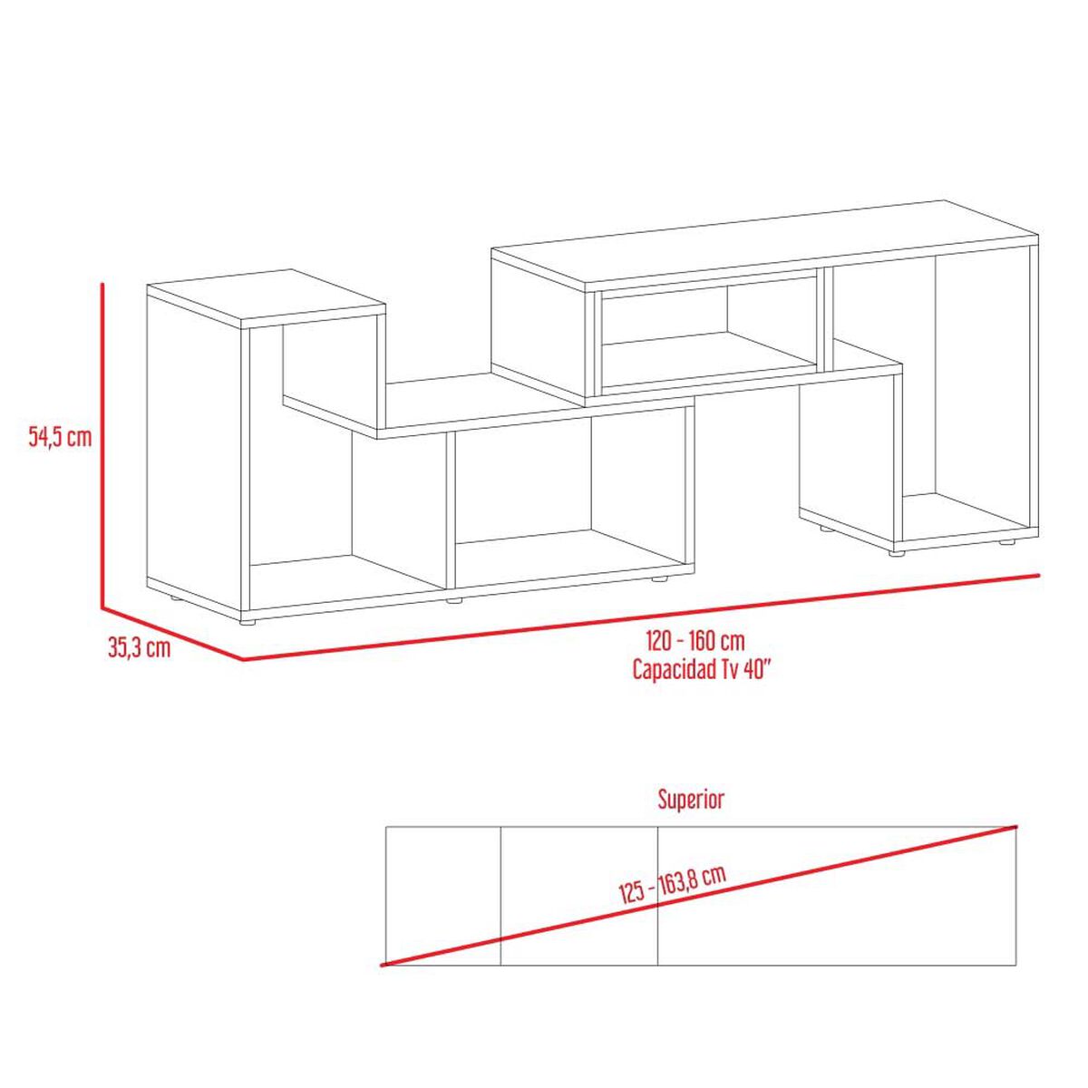 Combo Bar Esquinero + Rack TV40 Extensible TuHome Beijing Rovere Blanco