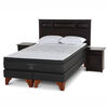 Box Spring Rosen 2 Plazas Tempo + Set Maderas Bilbao + Almohada