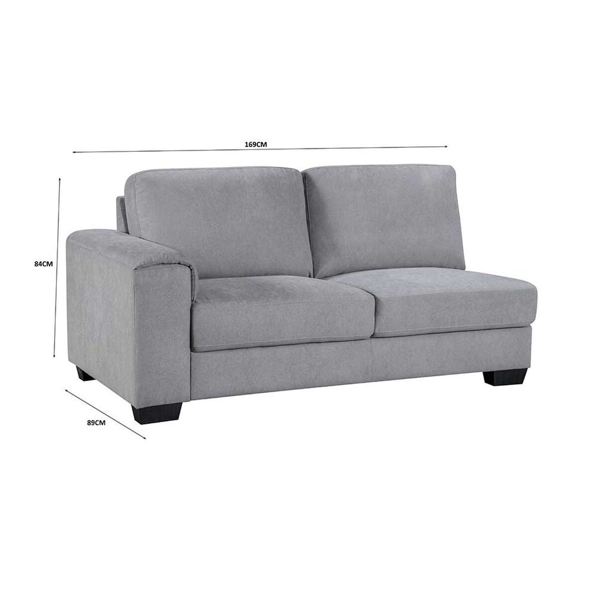 Seccional Derecho Casanova New Bali 3 Cuerpos Gris