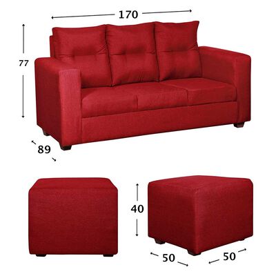 Juego de Living Diseño A&M Home Loreto Sofá 3 Cuerpos + 2 Pouf 1 Cuerpo  Burdeo