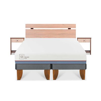 Cama Europea CIC Base Dividida 2 Plazas Excellence Plus + Respaldo + 2 Veladores