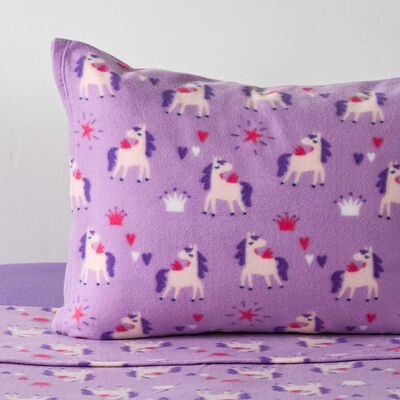 Imagen 2 del producto Sábana de polar American Family 1,5 Plazas Unicornio Morado