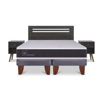 Cama Europea CIC Base Dividida 2 Plazas Ortopedic + Respaldo + 2 Veladores Munich