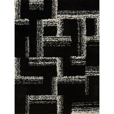 Bajada de Cama Idetex Shaggy Maze 170 x 230 cm Negro