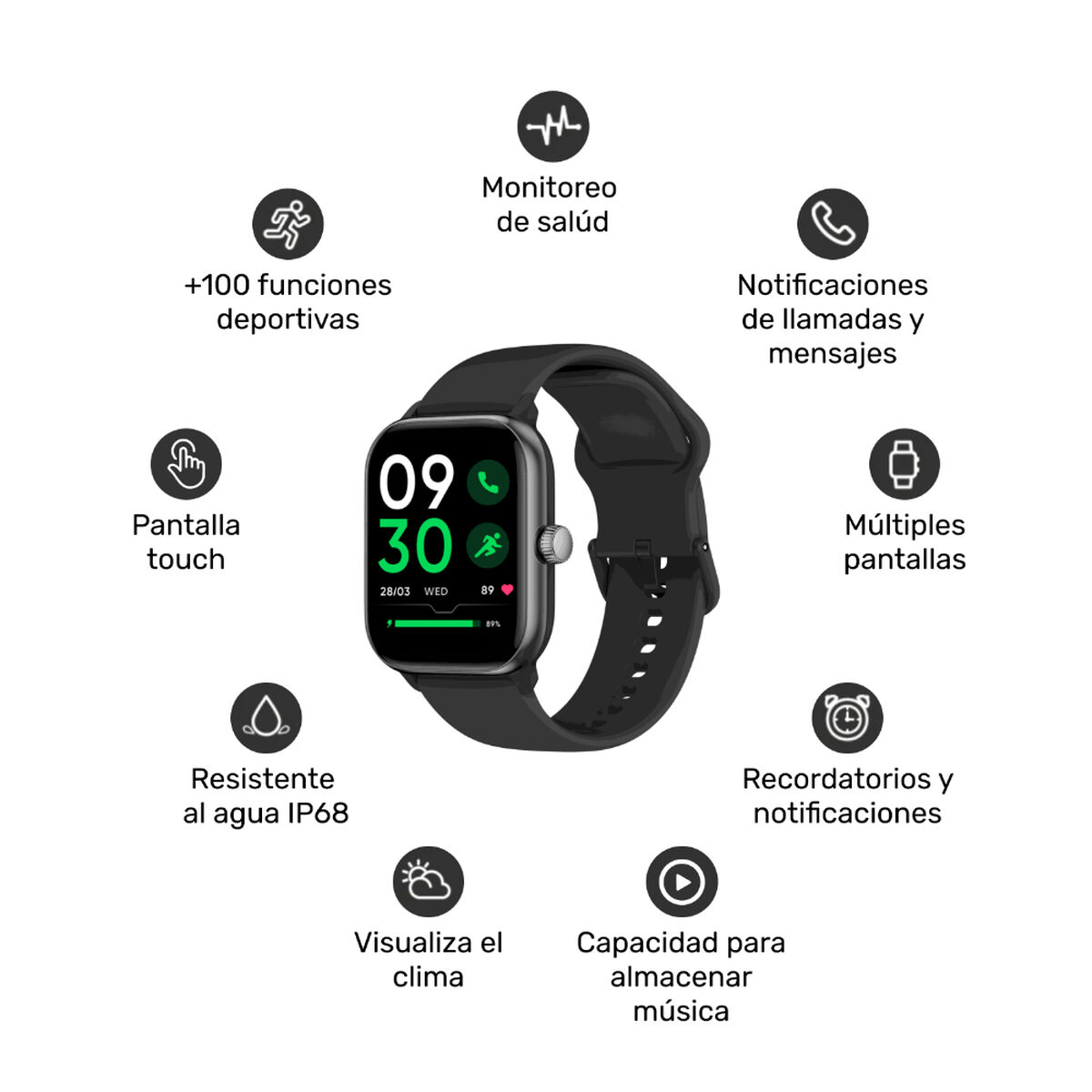 Smartwatch Lhotse Music Rhythm X10 Black 41mm