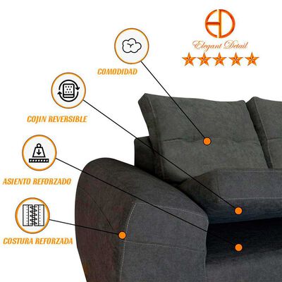 Imagen 2 del producto Seccional Izquierdo Elegant Houston Cheise Tela 5 Cuerpos Gris