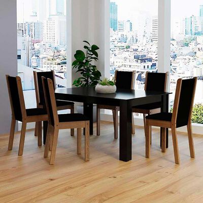 Imagen 2 del producto Juego de Comedor Vekkahome Lola Suecia 6 Sillas Negro