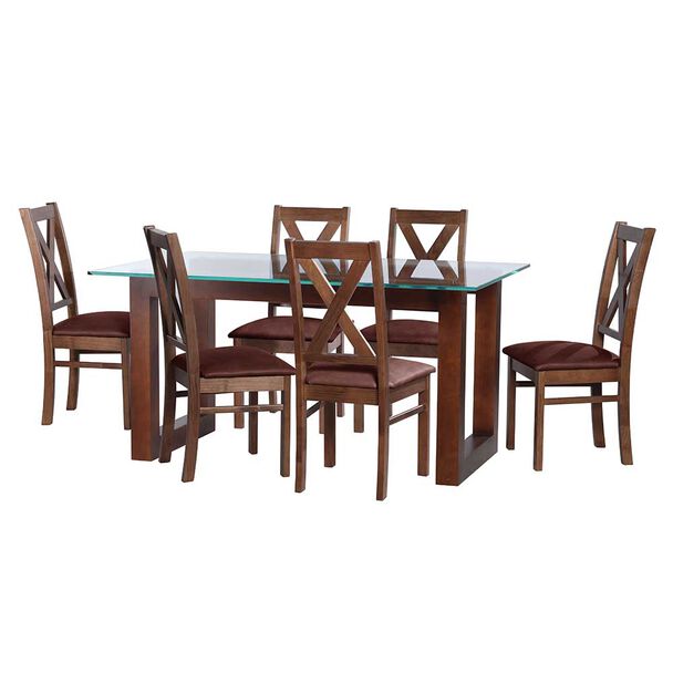 Juego de Comedor Latam Home Pamplona Cadiz 6 Sillas Cuero Negro