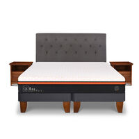 Cama Europea CIC Base Dividida 2 Plazas Bee Comfort + Respaldo + 2 Veladores