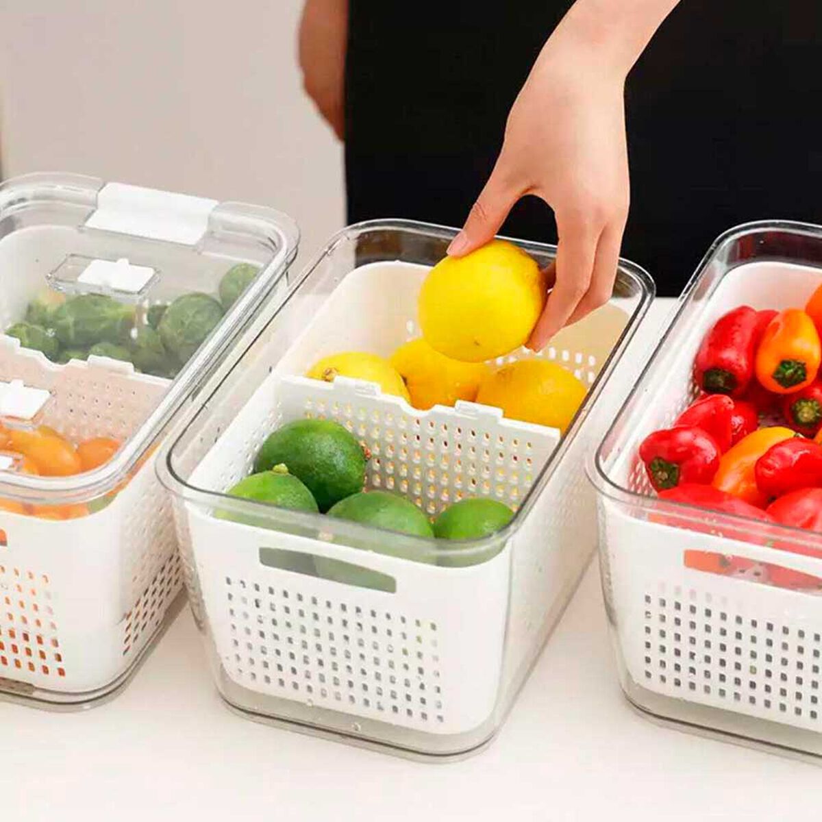 Caja Organizadora Refrigerador con Cesta Mediana Simplit