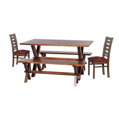Juego de Comedor Latam Home Sevilla Murcia 2 Sillas + 2 Bancas Velvet Chocolate