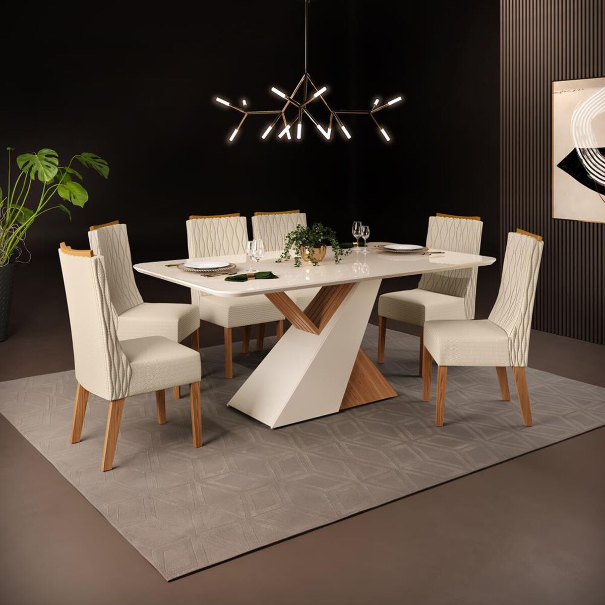 Juego de Comedor Altavision Vega 6 Sillas Blanco