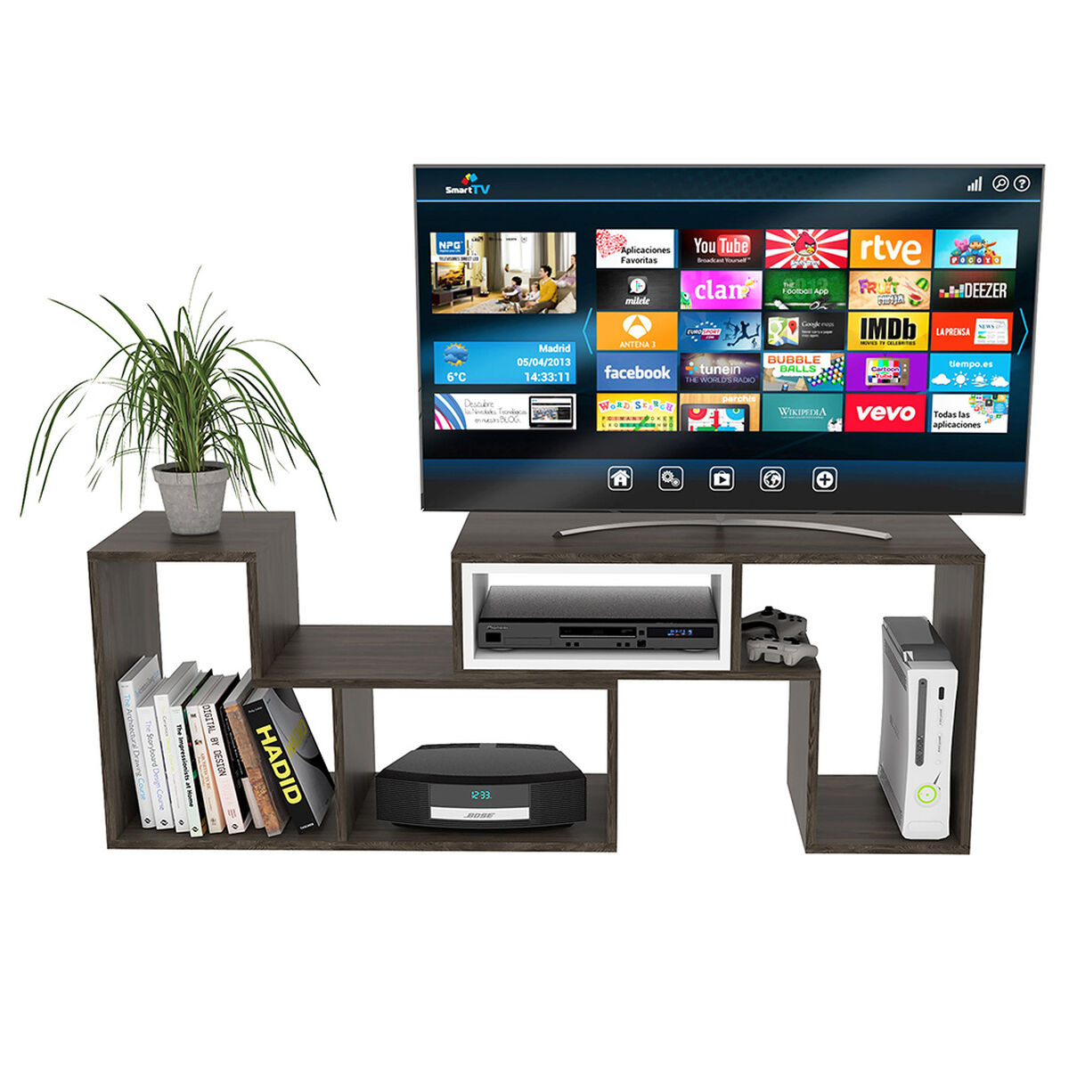 Combo Rack Extensible TV Hasta 40" + Biblioteca Cubo TuHome Beijing