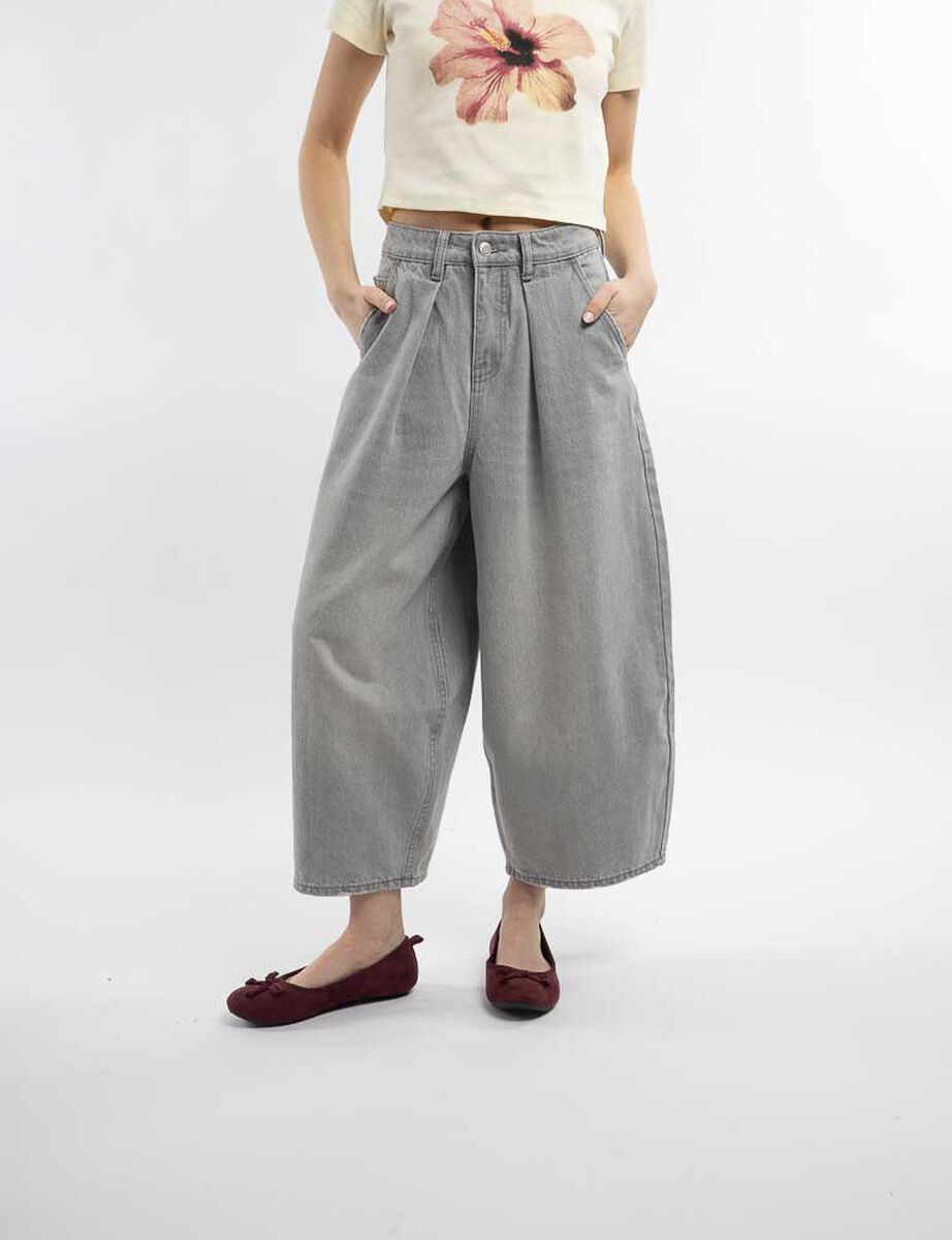 Jeans Barrel Leg Tiro Alto Mujer Icono