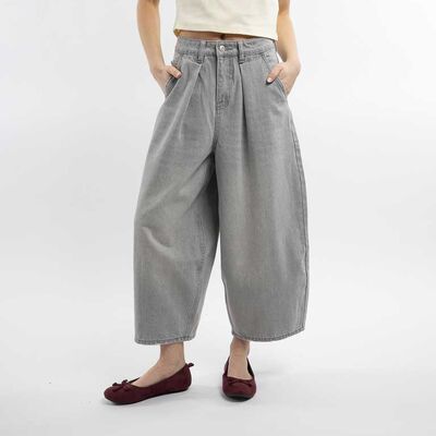 Jeans Barrel Leg Tiro Alto Mujer Icono