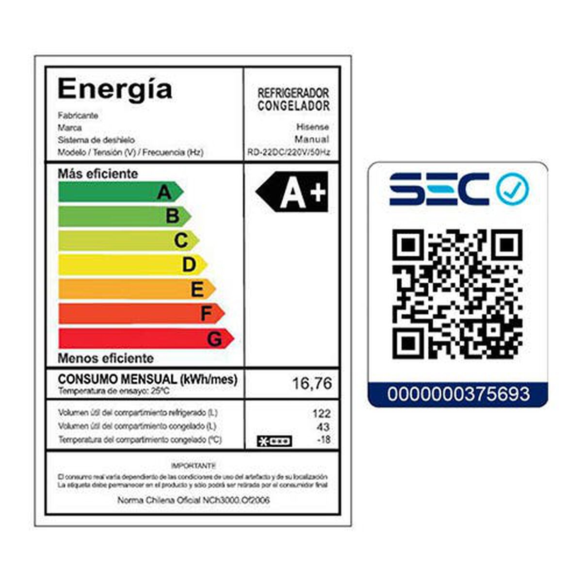 Refrigerador Frío Directo Hisense RD-22DC 165 lts.