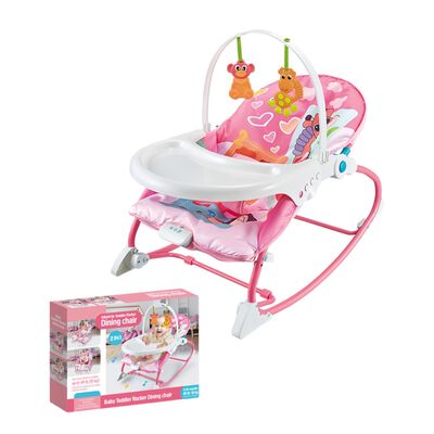 Imagen 1 del producto Mecedora Silla de Comer 2 en 1 Vibración Rosada LuBabycas