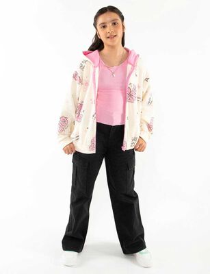 Imagen 1 del producto Polerón Con Estampados de Algodón Niña Mila Crudo