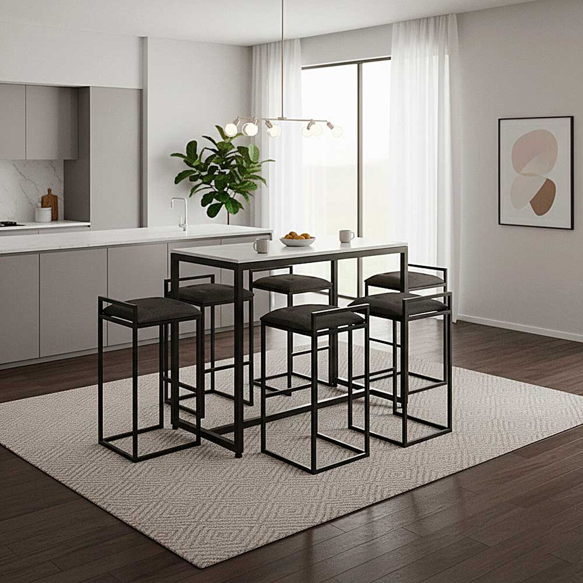 Juego Comedor Terraza Mons Barcelona Cuarzo + 6 Sillas Gris