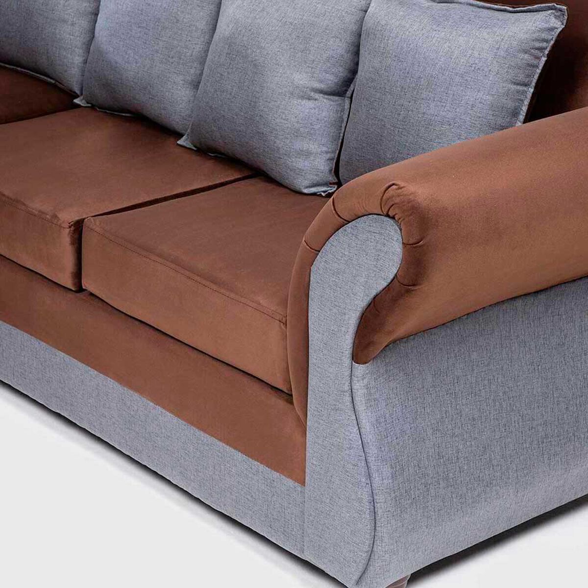 Sof&aacute; Seccional Almore New Irlanda 5 Cuerpos Caf&eacute; Gris