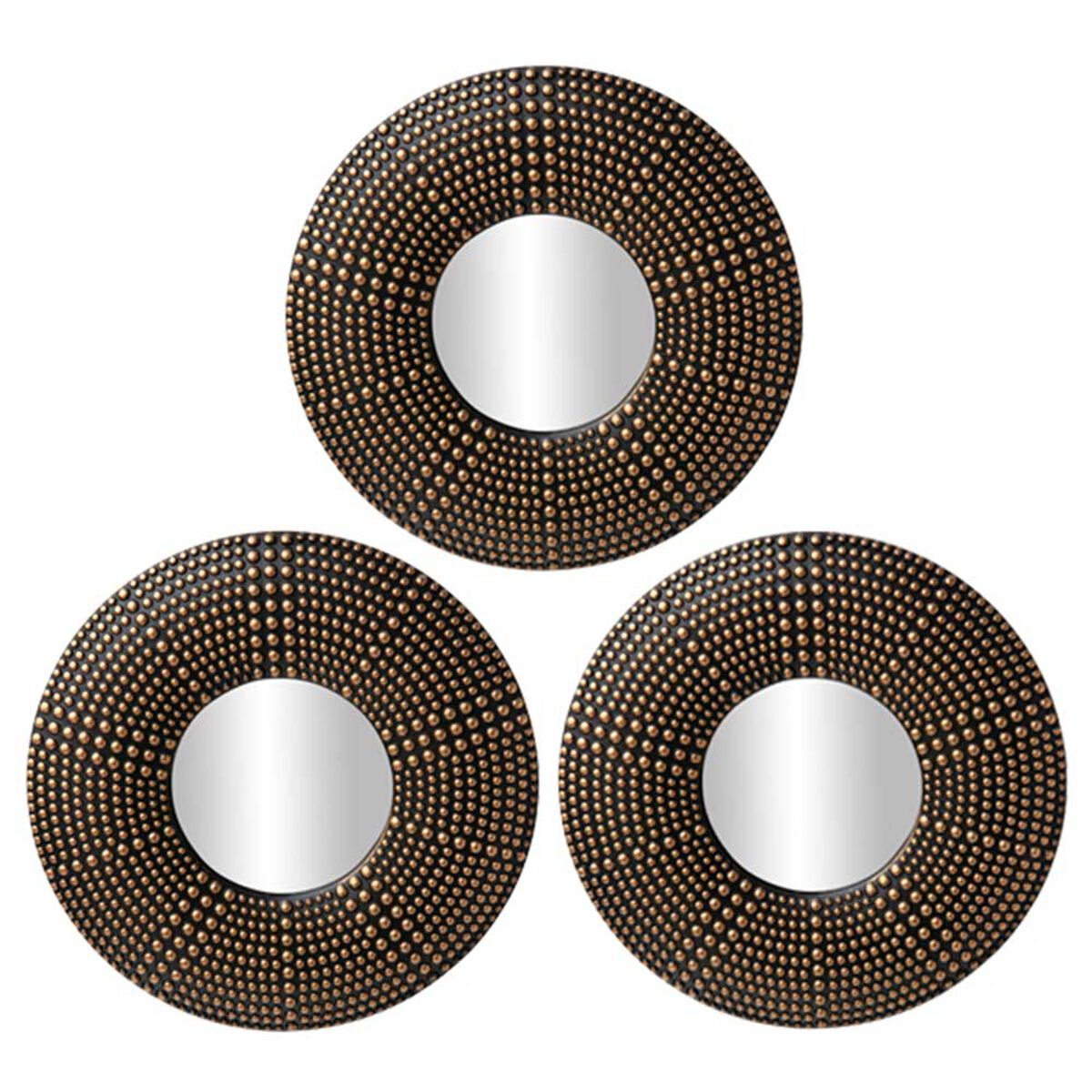 Set 3 Espejos Plástico Vgo para Colgar Circular 25 cm Dorado