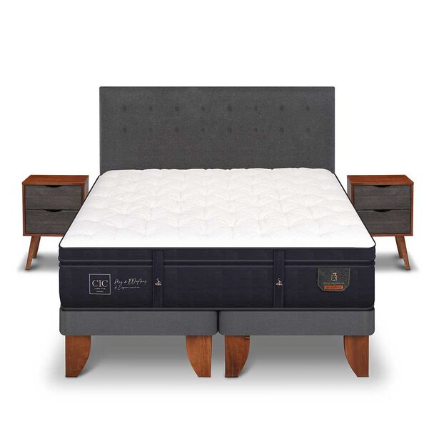 Cama Europea CIC Base Dividida King Súper Premium + Respaldo + Veladores